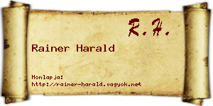 Rainer Harald névjegykártya